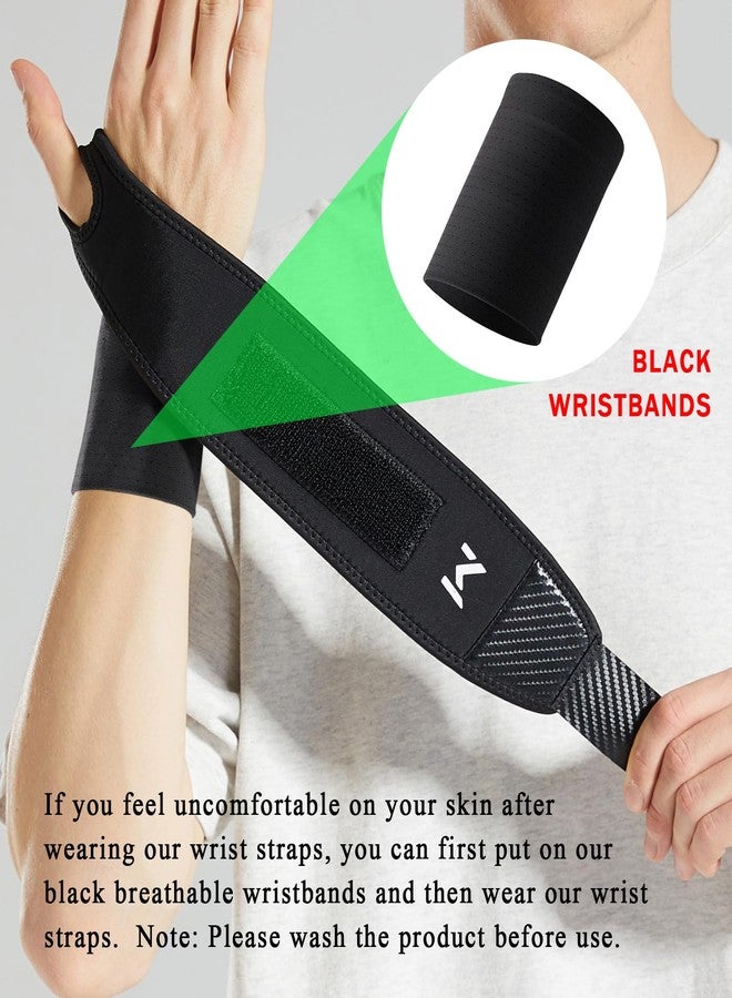 FVVWVV 1Pair TFCC Wrist Brace with 1Pair Wristbands, Wrist Support for Tendonitis, Strain, Pain Relief, Adjustable Wrist Wrap for Sports, Tennis, Golf, Weightlifting (Black) - Image 4