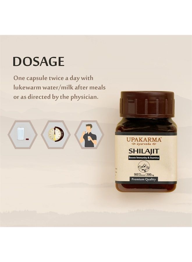 UPAKARMA Ayurveda 100% Pure Shilajit 90 Capsules for Strength,Stamina,Immune Support,Natural Source of Fulvic Acid & Trace Minerals-1000 MG for 2 Capsule(Daily Dosage), 45 Days of Supply - Pack of 1 - Image 4