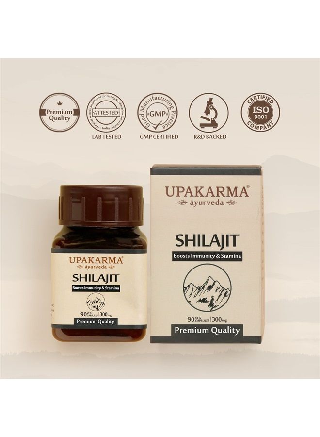 UPAKARMA Ayurveda 100% Pure Shilajit 90 Capsules for Strength,Stamina,Immune Support,Natural Source of Fulvic Acid & Trace Minerals-1000 MG for 2 Capsule(Daily Dosage), 45 Days of Supply - Pack of 1 - Image 2