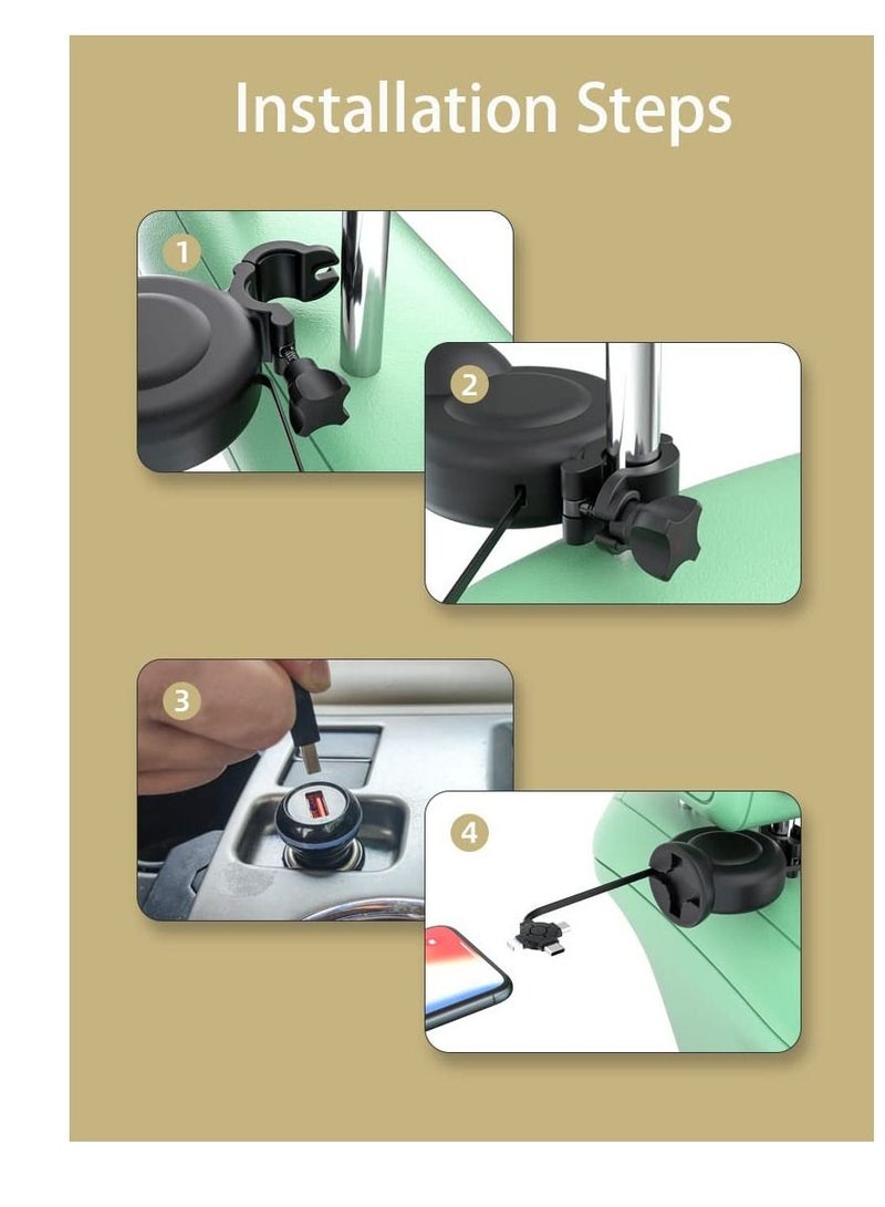 SYOSI Multi Charging Cable 3-in-1 Retractable USB Cable Fast Charger Station Compatible with All Phones | Backseat Passengers | Share Ride Customer Charging Dock Attach to Headrest  - Image 4