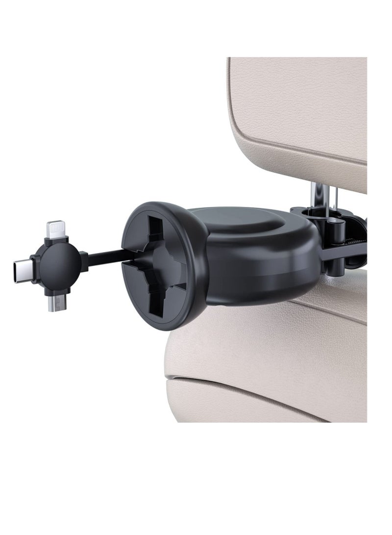 SYOSI Multi Charging Cable 3-in-1 Retractable USB Cable Fast Charger Station Compatible with All Phones | Backseat Passengers | Share Ride Customer Charging Dock Attach to Headrest  - Image 2