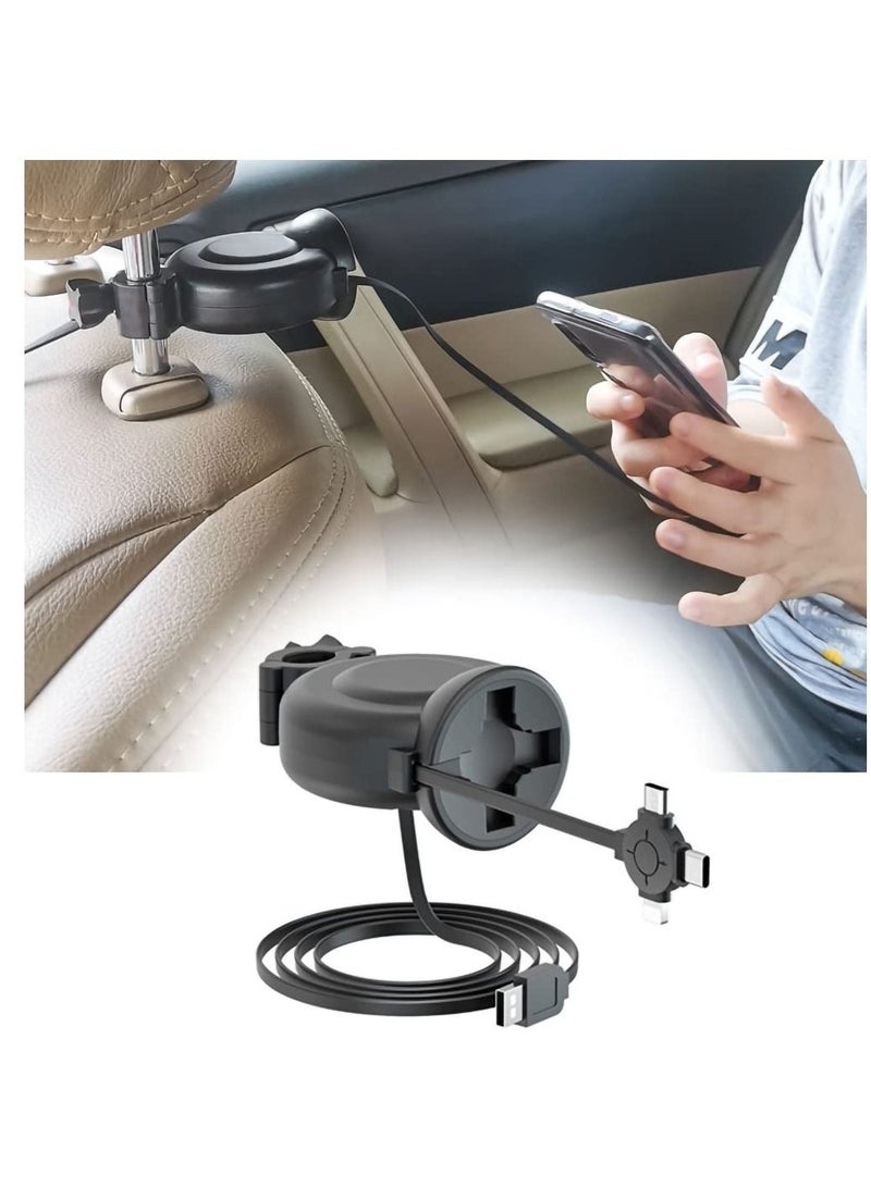 SYOSI Multi Charging Cable 3-in-1 Retractable USB Cable Fast Charger Station Compatible with All Phones | Backseat Passengers | Share Ride Customer Charging Dock Attach to Headrest  - Image 1