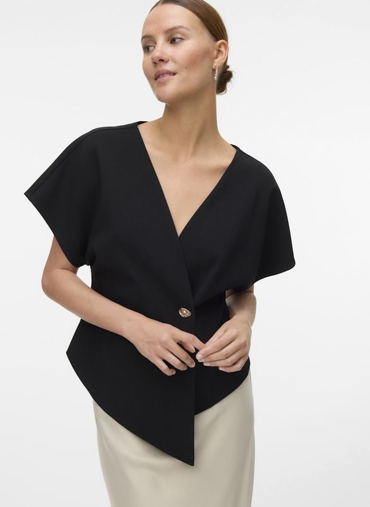VERO MODA Wrap Button Detail Asymmetrical Top - Image 1