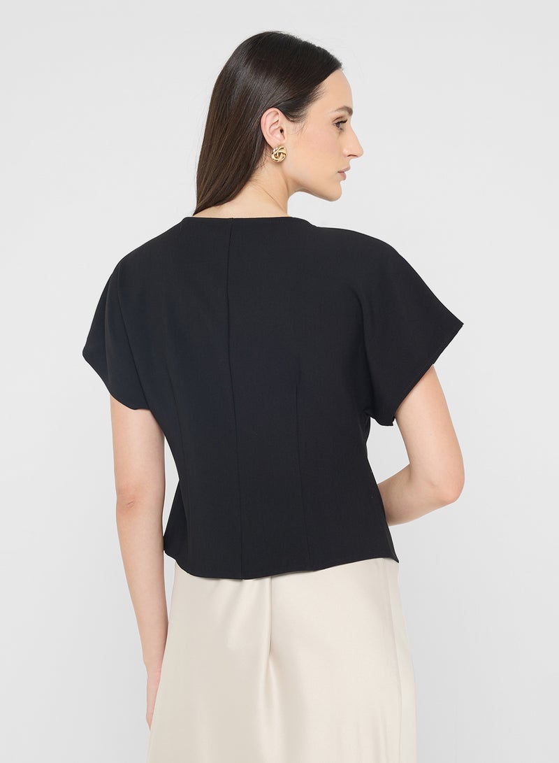 VERO MODA Wrap Button Detail Asymmetrical Top - Image 2