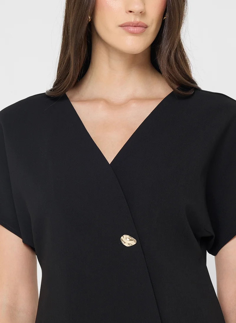 VERO MODA Wrap Button Detail Asymmetrical Top