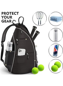 Garlo Sling Bag - Crossbody Backpack for Pickleball, Tennis, Racketball, and Travel for Men and Women, BLACK  - Image 2