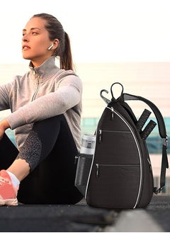Garlo Sling Bag - Crossbody Backpack for Pickleball, Tennis, Racketball, and Travel for Men and Women, BLACK  - Image 4