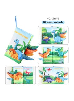 Generic Baby's Sea, Land And Air Tail Cloth Book Chinese And English Ocean Forest Flying Animal Palm Book Early Education Toys-Color:JL568-5 Dinosaur Tail Cloth Book 40.4g  - Image 1