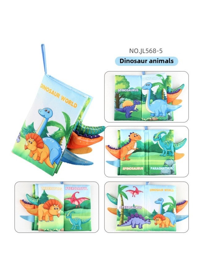 Baby's Sea, Land And Air Tail Cloth Book Chinese And English Ocean Forest Flying Animal Palm Book Early Education Toys-Color:JL568-5 Dinosaur Tail Cloth Book 40.4g  - Image 1