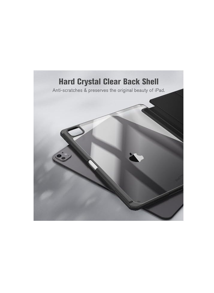 Case Compatible with iPad Pro 13 inch 2024 (M4), [Built-in Pencil Holder] Shockproof Cover w/Clear Transparent Back Shell, Auto Wake/Sleep, Black - Image 5