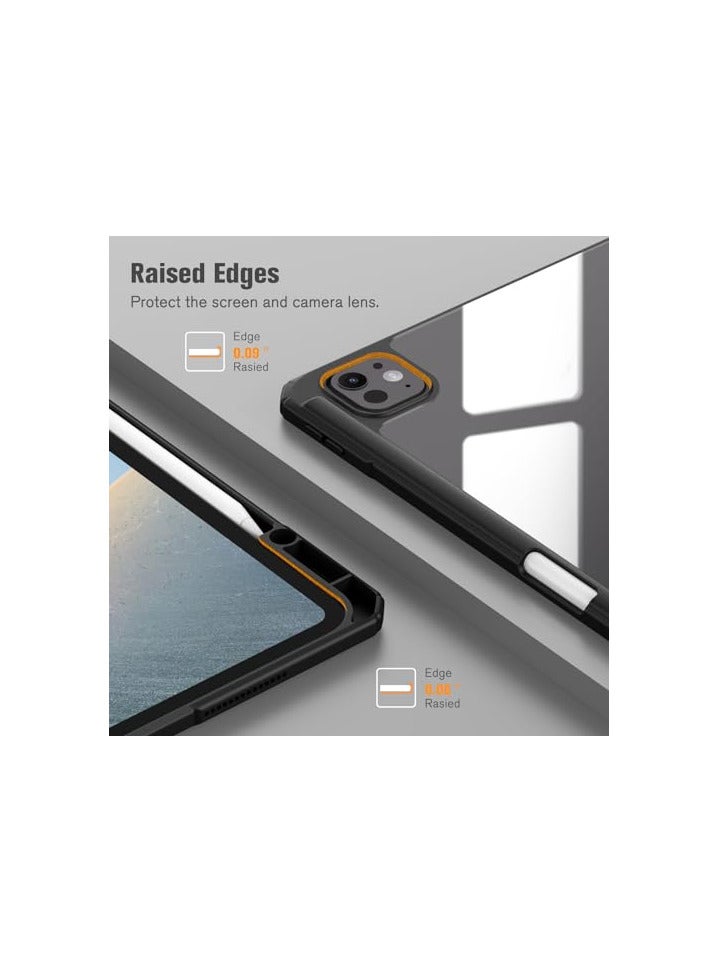 Case Compatible with iPad Pro 13 inch 2024 (M4), [Built-in Pencil Holder] Shockproof Cover w/Clear Transparent Back Shell, Auto Wake/Sleep, Black - Image 4