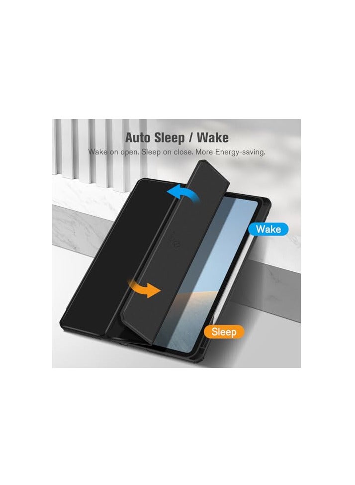 Case Compatible with iPad Pro 13 inch 2024 (M4), [Built-in Pencil Holder] Shockproof Cover w/Clear Transparent Back Shell, Auto Wake/Sleep, Black - Image 3