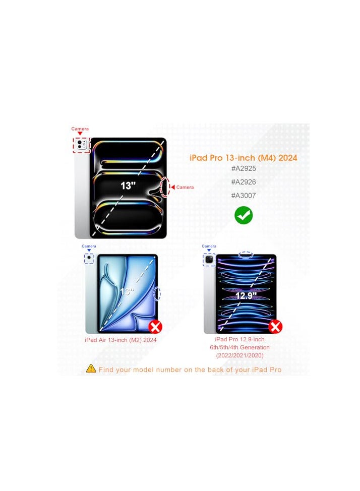 Case Compatible with iPad Pro 13 inch 2024 (M4), [Built-in Pencil Holder] Shockproof Cover w/Clear Transparent Back Shell, Auto Wake/Sleep, Black - Image 2