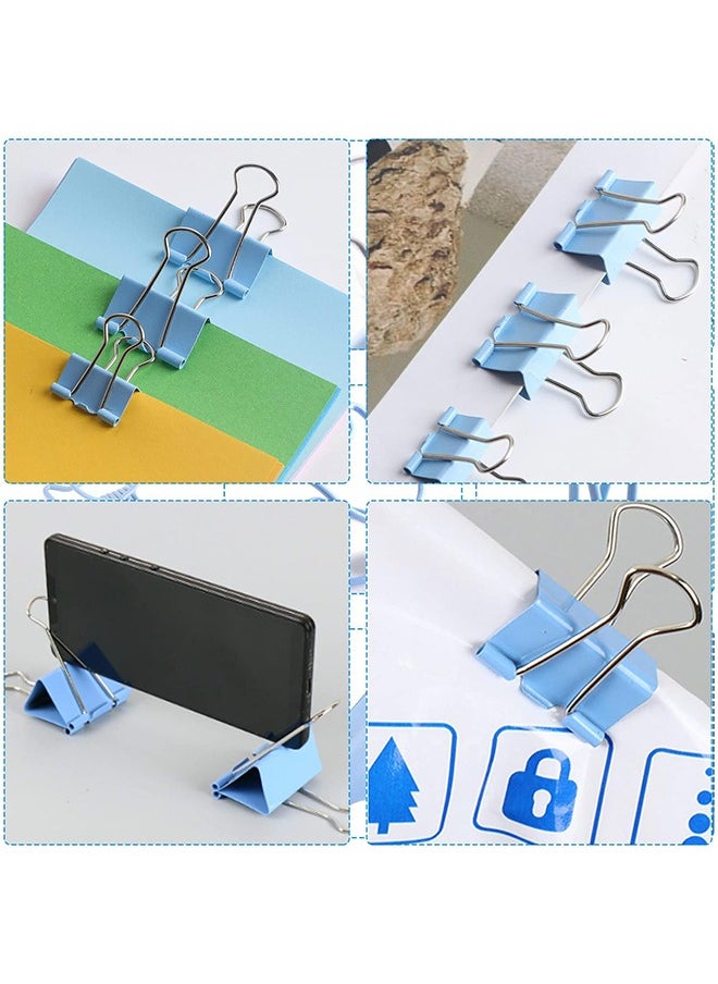 Generic - 84Pcs Paper Clips and Binder Clips Set, Metal Assorted Sized Binder Clips with Push Pins, Cute Office Supplies for Desk, Desk Accessories, Blue - Image 1
