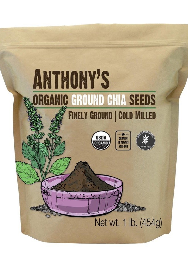 Anthony's Organic Ground Chia Seed, 1 lb, Finely Ground, Cold Milled, Gluten Free, Non GMO - Image 1