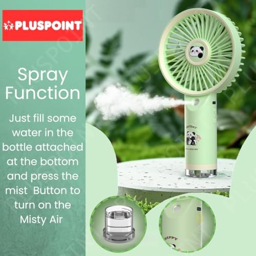 PLUSPOINT Mini Portable Fan, Powerful Hand Fan Cute Design 3 Speed Personal Small Desk Fan, Lightweight Rechargeable USB Handheld Fan for Girls, Women, Men, Kids, Indoor, Outdoor - Image 3