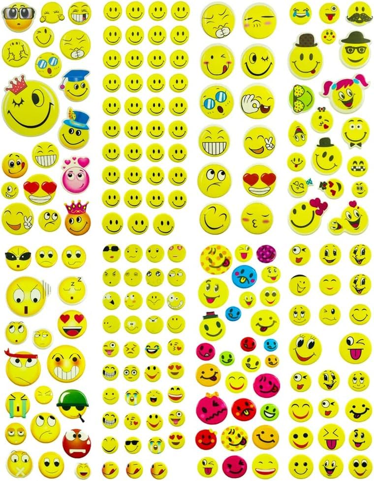 Gifting Square GS (10) Sheets JUST Smiley Emoji Face Expressions Funny Art N Craft School Teachers Office Stickers - Image 1