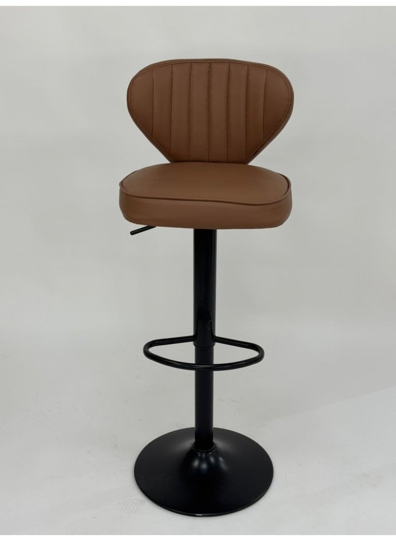 Living Modern Adjustable Hydraulic Bar Stool | Premium Leather Seat with Comfortable Backrest | Contemporary Swivel  Chair for Kitchens and Cafes - Image 3