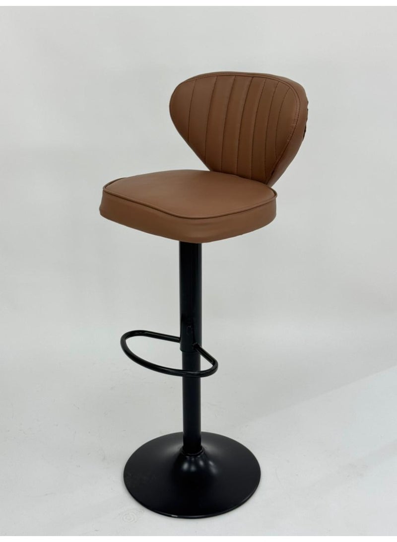Living Modern Adjustable Hydraulic Bar Stool | Premium Leather Seat with Comfortable Backrest | Contemporary Swivel  Chair for Kitchens and Cafes - Image 2