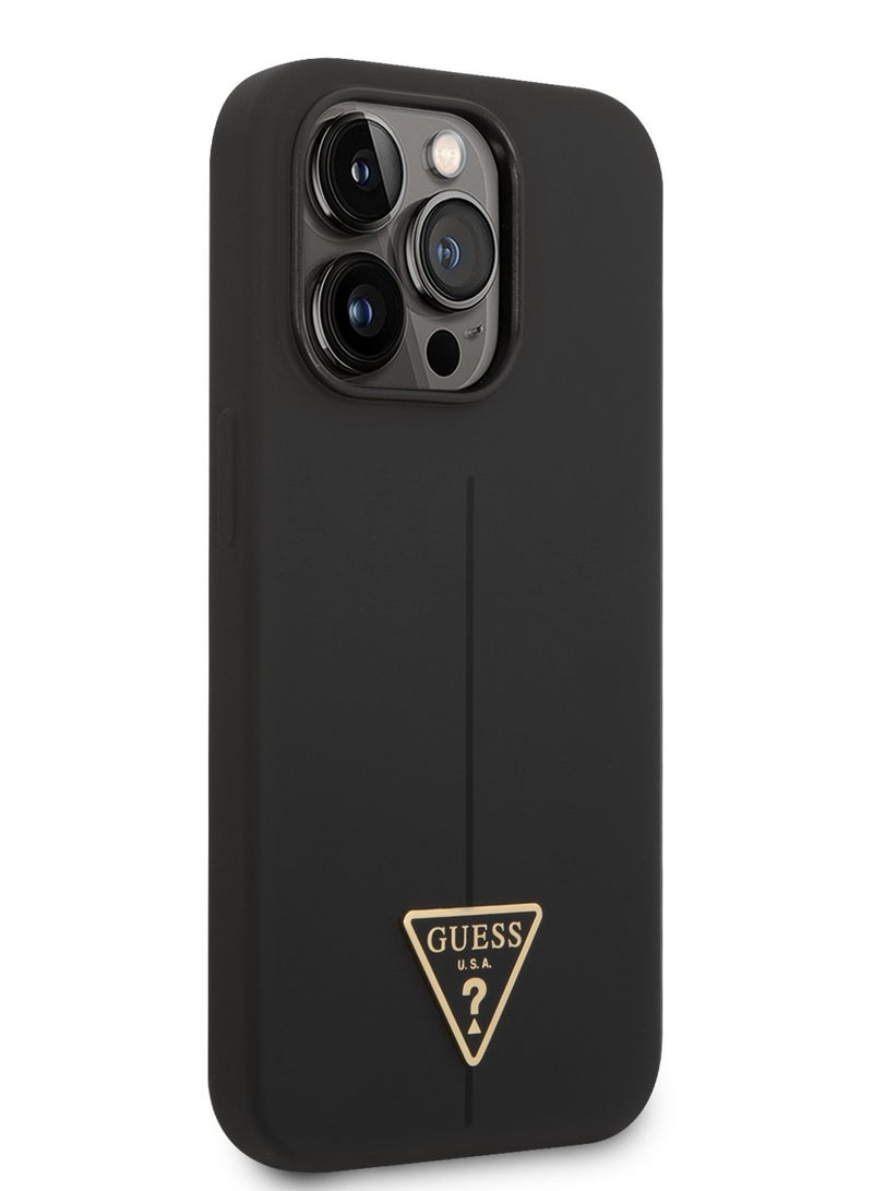 GUESS Guess Silicone Line & Triangle Hard Case for iPhone 14 Pro Max Black - Image 2