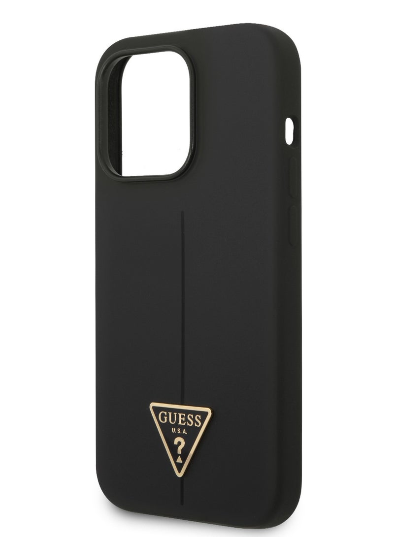 GUESS Guess Silicone Line & Triangle Hard Case for iPhone 14 Pro Max Black - Image 3