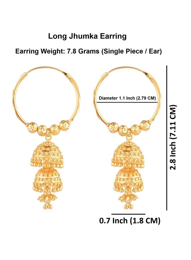 Efulgenz Indian Earrings For Women Indian Hoop Earrings Indian Jhumka Earrings Set Indian Jewelry Traditional Gold Tone Hoop Jhumka Jhumki Dangle Earrings Set For Women - Image 5