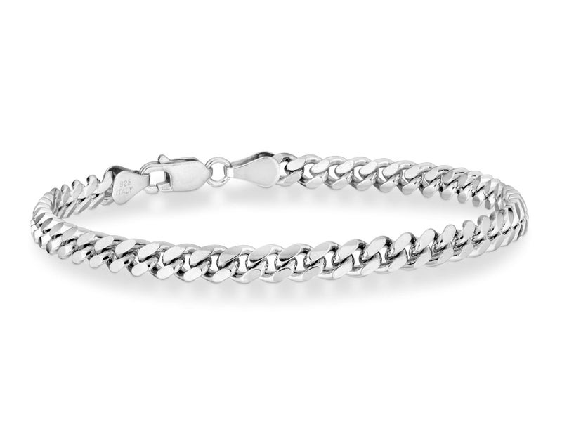 Miabella Italian 925 Sterling Silver Thick Solid Cuban Link Curb Chain Bracelet for Men, 3.2mm, 5mm, 7mm Made in Italy (7.5, 5mm) - Image 1