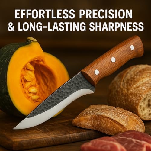 Machado Professional Chef Knife – Stainless Steel Kitchen Knife with Etched Hammered Blade & Wooden Handle | Multipurpose Cooking Knife for Home & Restaurant Use - Image 4