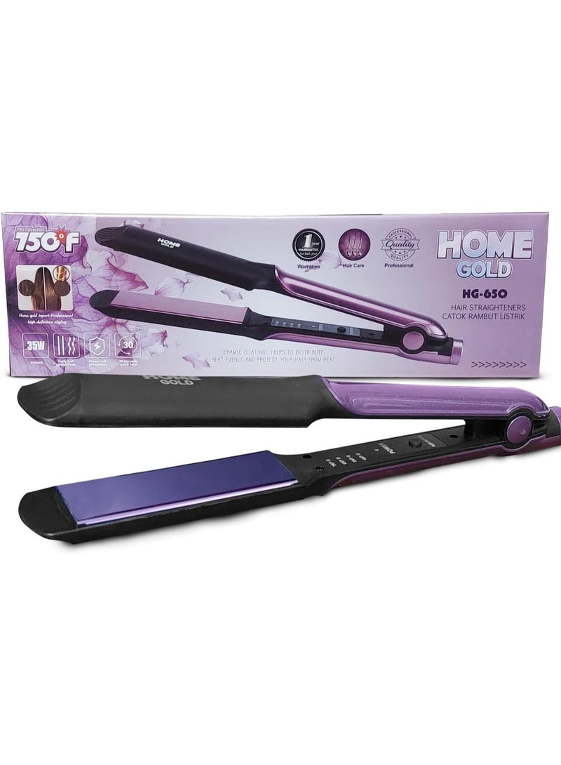 Home Gold HG-650 Black and Pink Hair Straightening Brush - Image 1