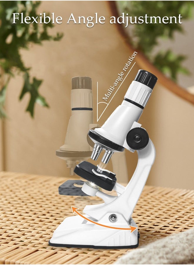 DUNISO - Microscope for Kids Up to 200x-1200x Zoom STEM Kit with Microscope Prepared Slides Built-in LED Light and Configured Various Operating Tools Science Microscope Kit for Kids Students - Image 1