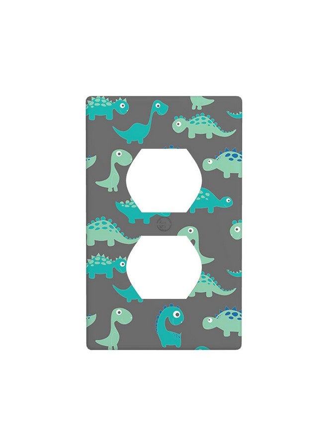 Moslion Green Dinosaur Wall Plate Covers Cartoon Cute Animal Dino 1-Gang Outlet Cover Switch Plug Duplex Home Decorative Office - Image 1