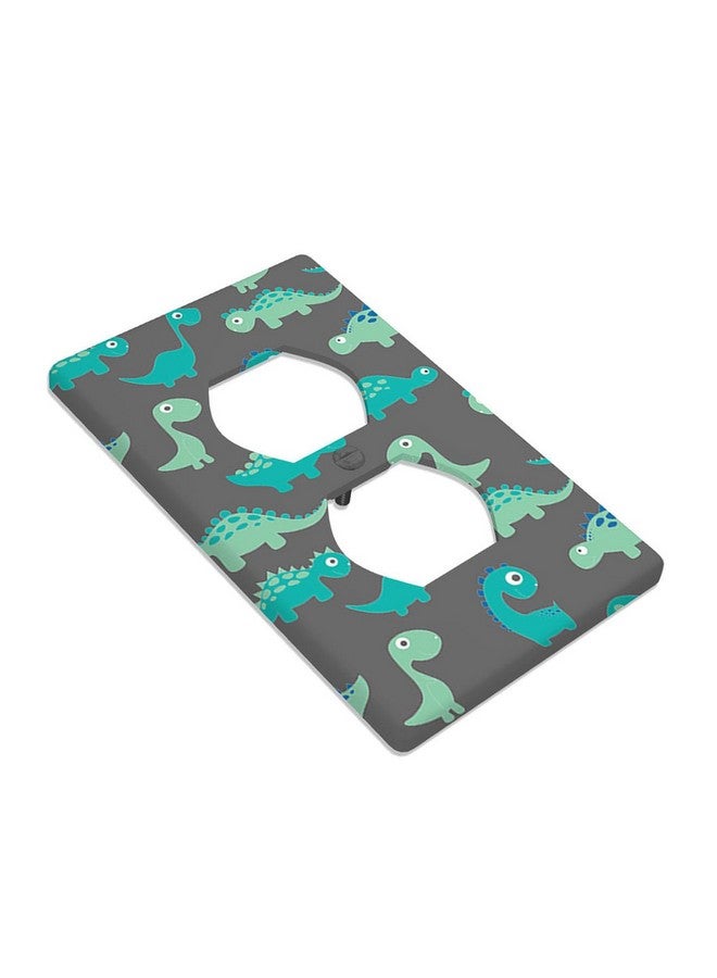 Moslion Green Dinosaur Wall Plate Covers Cartoon Cute Animal Dino 1-Gang Outlet Cover Switch Plug Duplex Home Decorative Office - Image 2