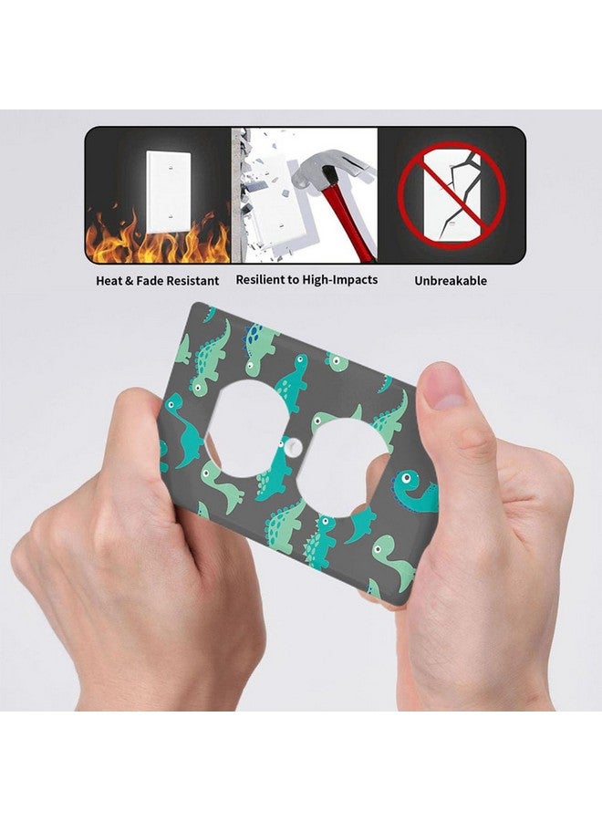 Moslion Green Dinosaur Wall Plate Covers Cartoon Cute Animal Dino 1-Gang Outlet Cover Switch Plug Duplex Home Decorative Office - Image 4