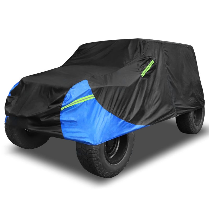X AUTOHAUX X AUTOHAUX for Jeep Wrangler Cover 4 Door Waterproof SUV Car Covers for Jeep Wrangler Unlimited Sport/Sahara/Rubicon JK JL TJ YJ All Weather Protection Outdoor Black Blue - Image 1