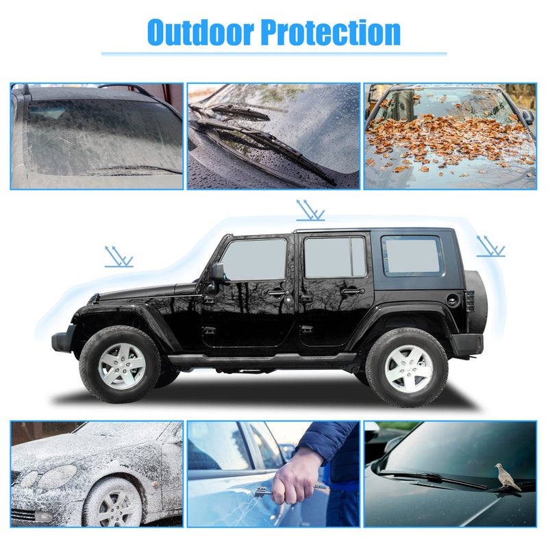 X AUTOHAUX X AUTOHAUX for Jeep Wrangler Cover 4 Door Waterproof SUV Car Covers for Jeep Wrangler Unlimited Sport/Sahara/Rubicon JK JL TJ YJ All Weather Protection Outdoor Black Blue - Image 2