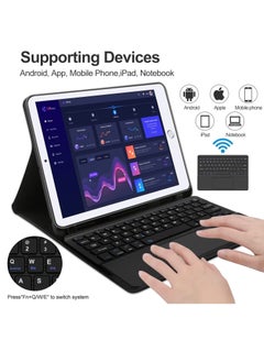 Smart iPad Keyboard 5th Generation Keyboard for iPad 6th Generation 5th Gen 9.7 Air 2 Inch Smart Trackpad Detachable Wireless with Pencil Holder Flip Stand Keyboard Case for iPad 5th 6th Gen 9.7” Black  - Image 4