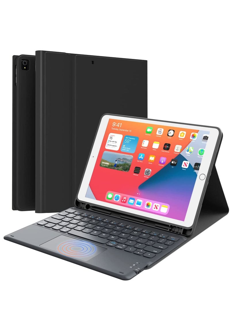 Smart - iPad Keyboard 5th Generation Keyboard for iPad 6th Generation 5th Gen 9.7 Air 2 Inch Smart Trackpad Detachable Wireless with Pencil Holder Flip Stand Keyboard Case for iPad 5th 6th Gen 9.7” Black - Image 1