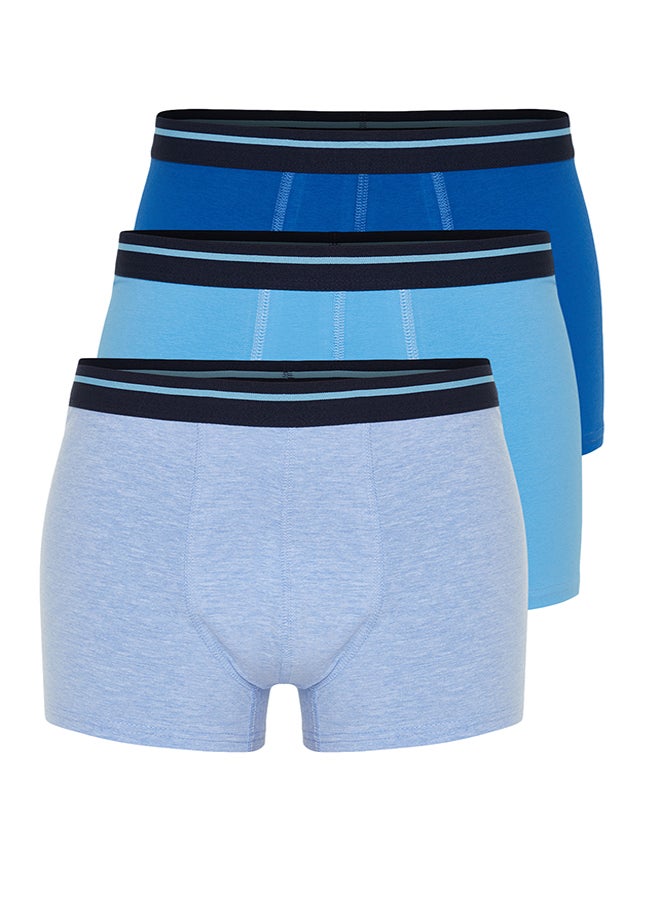 trendyol Blue 3-Pack Straight Striped Rubber Detailed Cotton Boxers  - Image 1