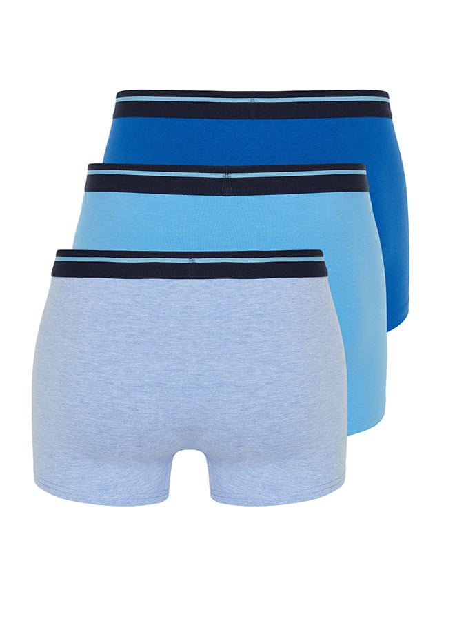 trendyol Blue 3-Pack Straight Striped Rubber Detailed Cotton Boxers  - Image 2