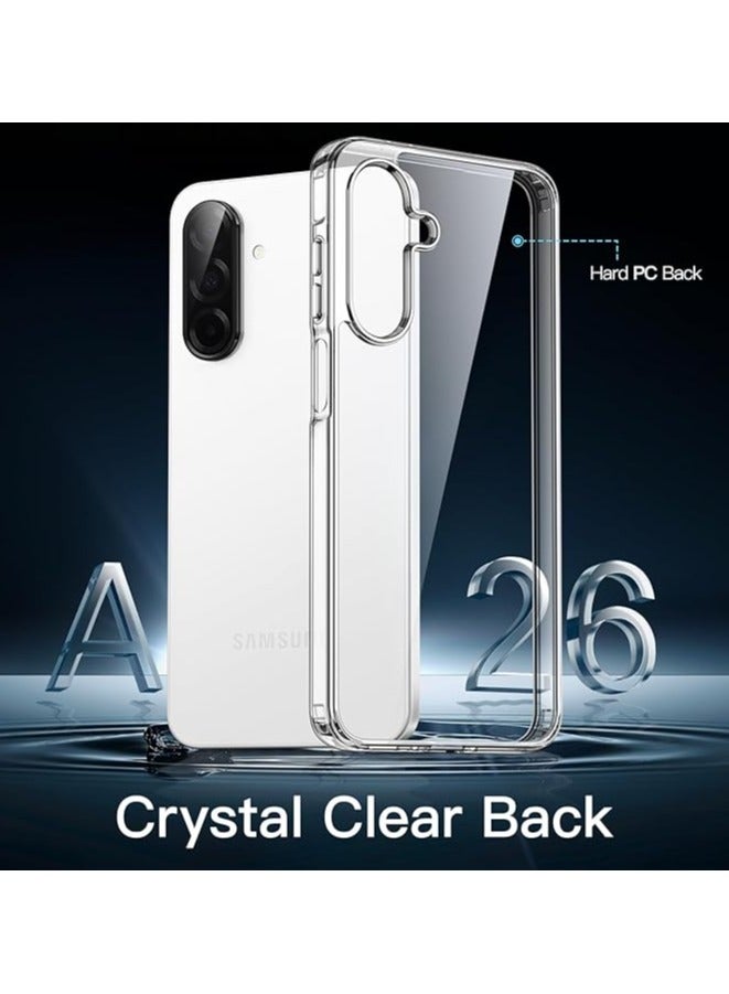 جلاسولوجي Clear Case for Samsung Galaxy A26 5G, Non-Yellowing Shockproof Bumper Protective Phone Cover, Anti-Scratch Hard PC Back - Image 2