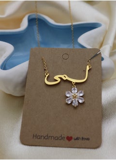 Generic Gift for Her Gold-Plated Name Lama Necklace with Zirconia-Studded Flower – Elegant Personalized Jewelry  - Image 2