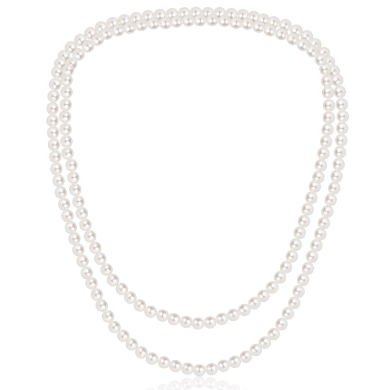 CNURO Long Pearl Necklace, 150cm Faux Pearls Necklaces for Women, White Elegant Long Pearls Strand Vintage Pearls Pendants for Costume Party Wedding - Image 1
