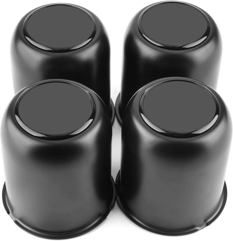 RTRHINOTUNING 4 PCS 3.74in Stainless Steels Wheel Center Caps for 3.74in / 95mm Trailer Truck Rim Center Hole, Matte Black Push Through Hub Caps 4.33in High - Image 1