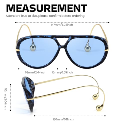 SODQW Oversized Aviator Sunglasses for Women With Earring Trendy Large Big 2025 Designer Shades Adjustable Temples - Image 5