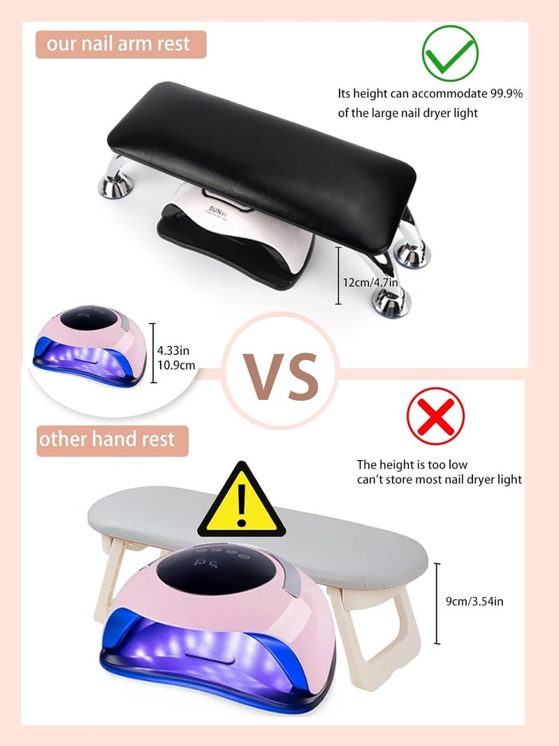 FBLXE Nail Arm Rest for Acrylic Nails Microfiber Leather Nail Hand Rest Cushion for Nails Soft Hand Pillow Footstool with 4 Stainless Steel Stand Thick Sponge Nail Arm Rest Pillow for Nail Tech Use Multicolour - Image 4