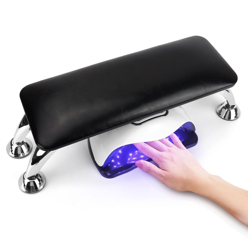 FBLXE Nail Arm Rest for Acrylic Nails Microfiber Leather Nail Hand Rest Cushion for Nails Soft Hand Pillow Footstool with 4 Stainless Steel Stand Thick Sponge Nail Arm Rest Pillow for Nail Tech Use Multicolour - Image 1