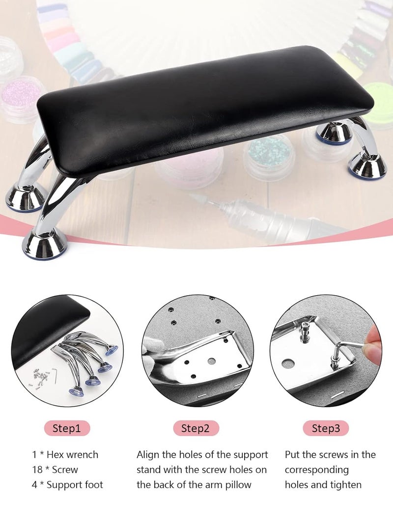 FBLXE Nail Arm Rest for Acrylic Nails Microfiber Leather Nail Hand Rest Cushion for Nails Soft Hand Pillow Footstool with 4 Stainless Steel Stand Thick Sponge Nail Arm Rest Pillow for Nail Tech Use Multicolour - Image 5