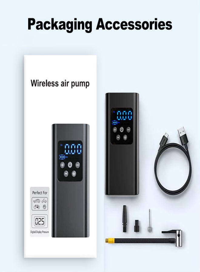 منفاخ إطارات محمول، ضاغط هواء 4000 مللي أمبير، مضخة هواء 150 رطل لكل بوصة مربعة لإطارات السيارات، مزود بإضاءة LED، مناسب للسيارات والدراجات النارية والكرات. - Image 2