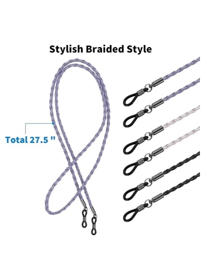 حزام نظارات، 6 قطع من سلاسل حامل النظارات الفاخرة، حامل نظارات متعدد الألوان للنساء والرجال والأطفال - Image 3