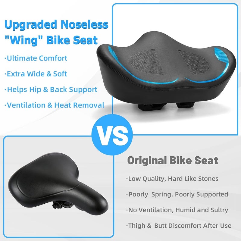 CDYWD Noseless Oversized Bike Seat for Men and Women - Extra Wide Padded Bicycle Seat Cushion - Image 5